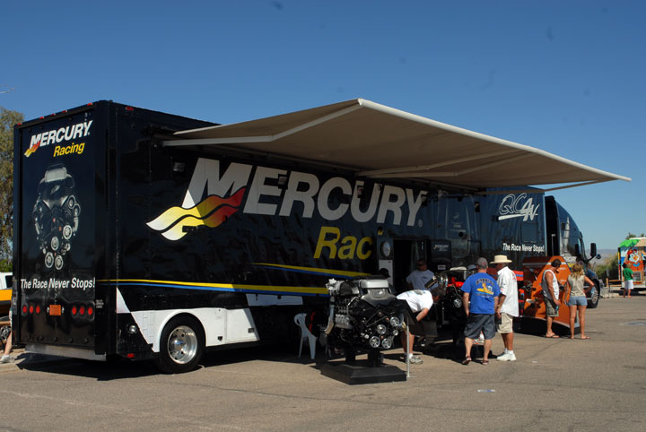 The Mercury truck in position at the Lake Havasu Boat Show. Photo credit: Bob Brown.